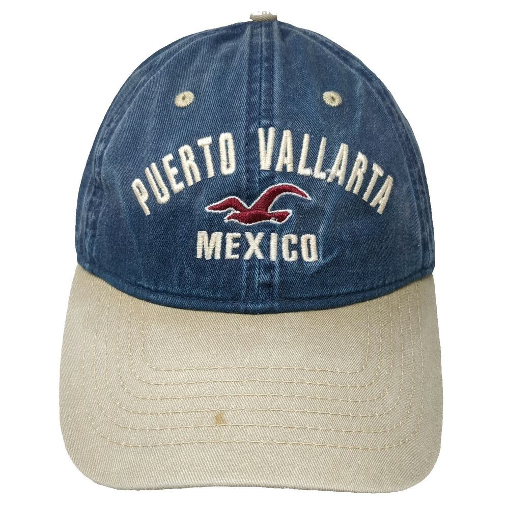 Explosion Baseball Cap Blue Beige One Size Puerto Vallarta Mexico Bird Logo Hat